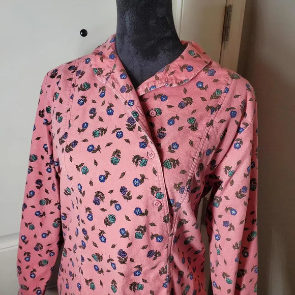 Eddie Bauer Pink Floral Print Women's Long Sleeve 100% Cotton Top Size Small - Picture 2 of 12